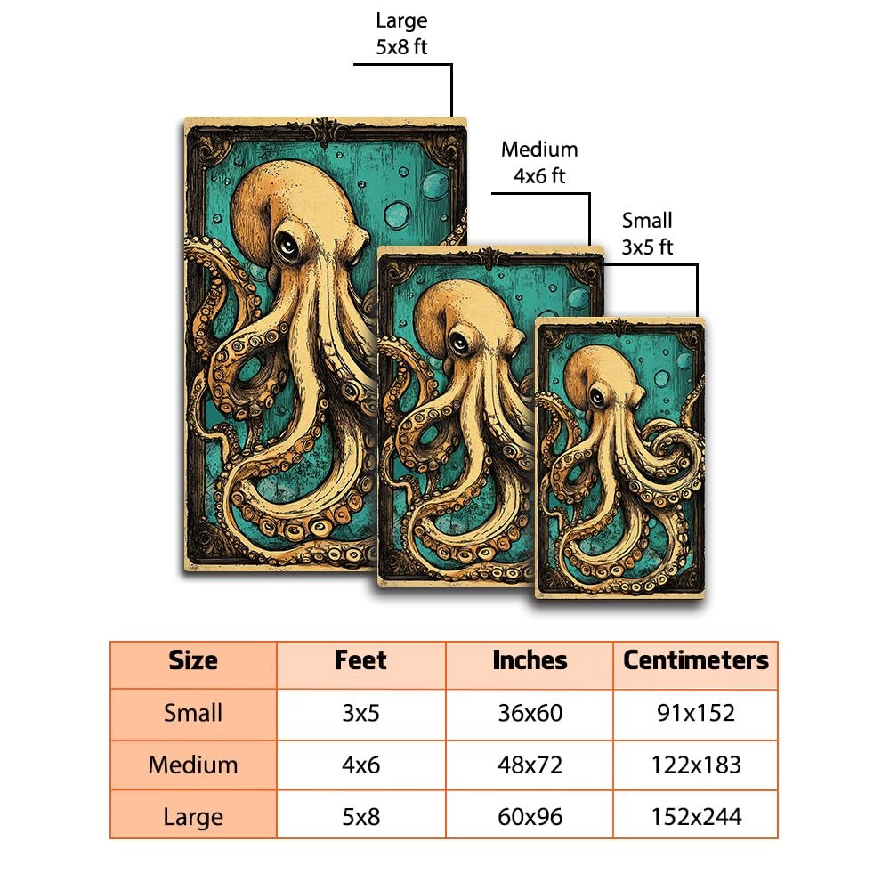 Custom Octopus Welcome Mat with Coastal Theme and Vintage Style