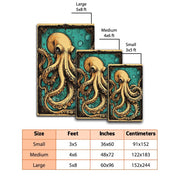 Custom Octopus Welcome Mat with Coastal Theme and Vintage Style