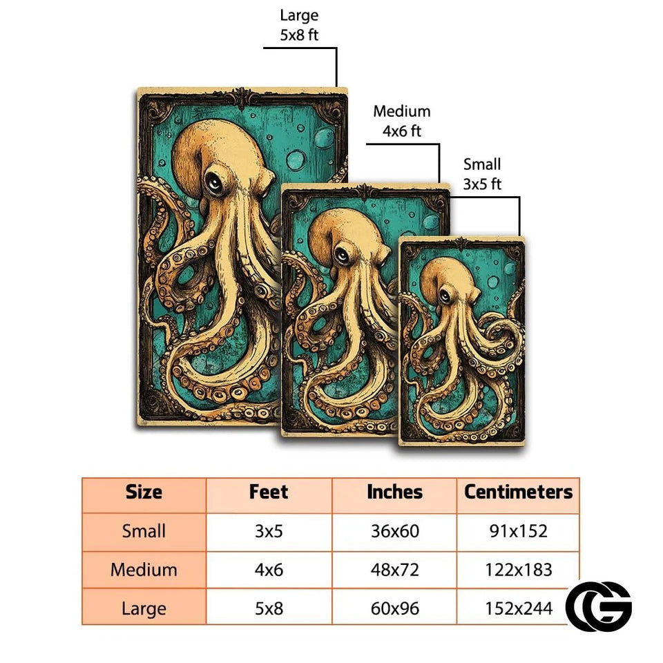 Custom Octopus Welcome Mat with Coastal Theme and Vintage Style