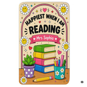 Happiest when reading daisy book lover rectangular area rug on cream. - thumbnail image 1 of 7