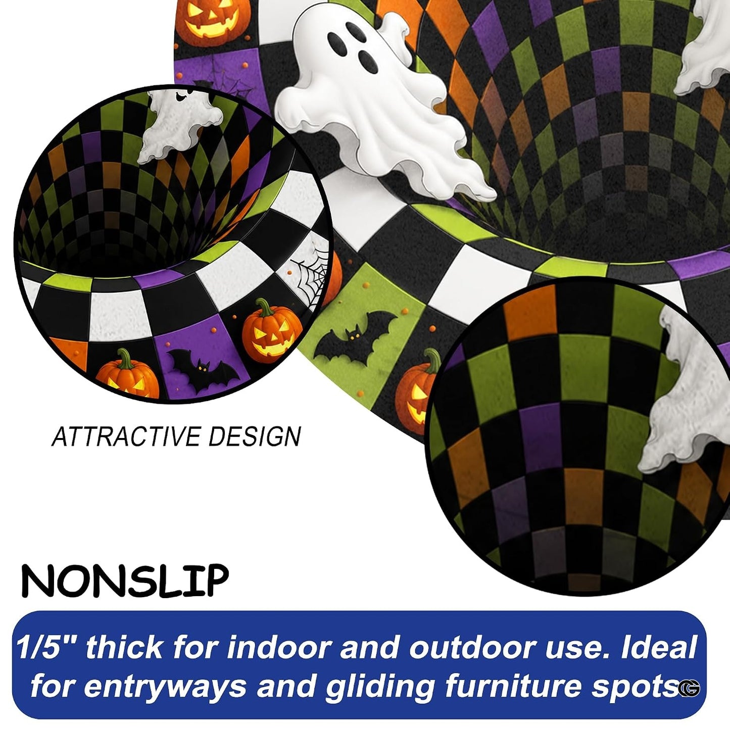 Custom Halloween 3D Optical Illusion Round Rug Skeleton Horror Area Rug (1, #1)