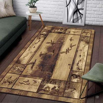 Dimensions and sizing chart for mallard duck waterfowl marsh living room area rug - thumbnail image 2 of 6