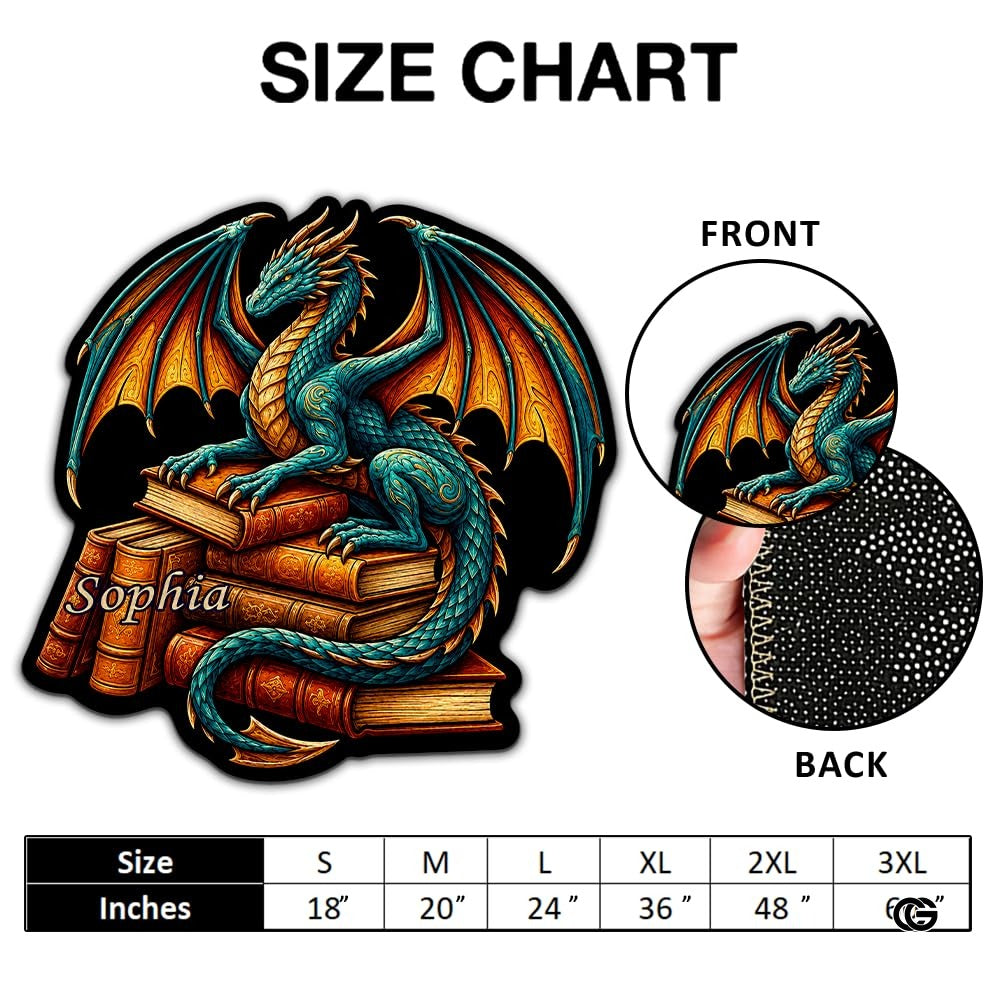Custom Dragon Shaped Area Rug, Personalized Library Western Dragon Shaped Floor Mat Book Rug, Non-Slip Reading Room Carpet for Living Room, Bedroom, Dorm, Kids Room, Fans Lover (D9)