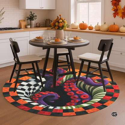 Custom Halloween 3D Effect Optical Illusion Spooky Round Rug (D4)