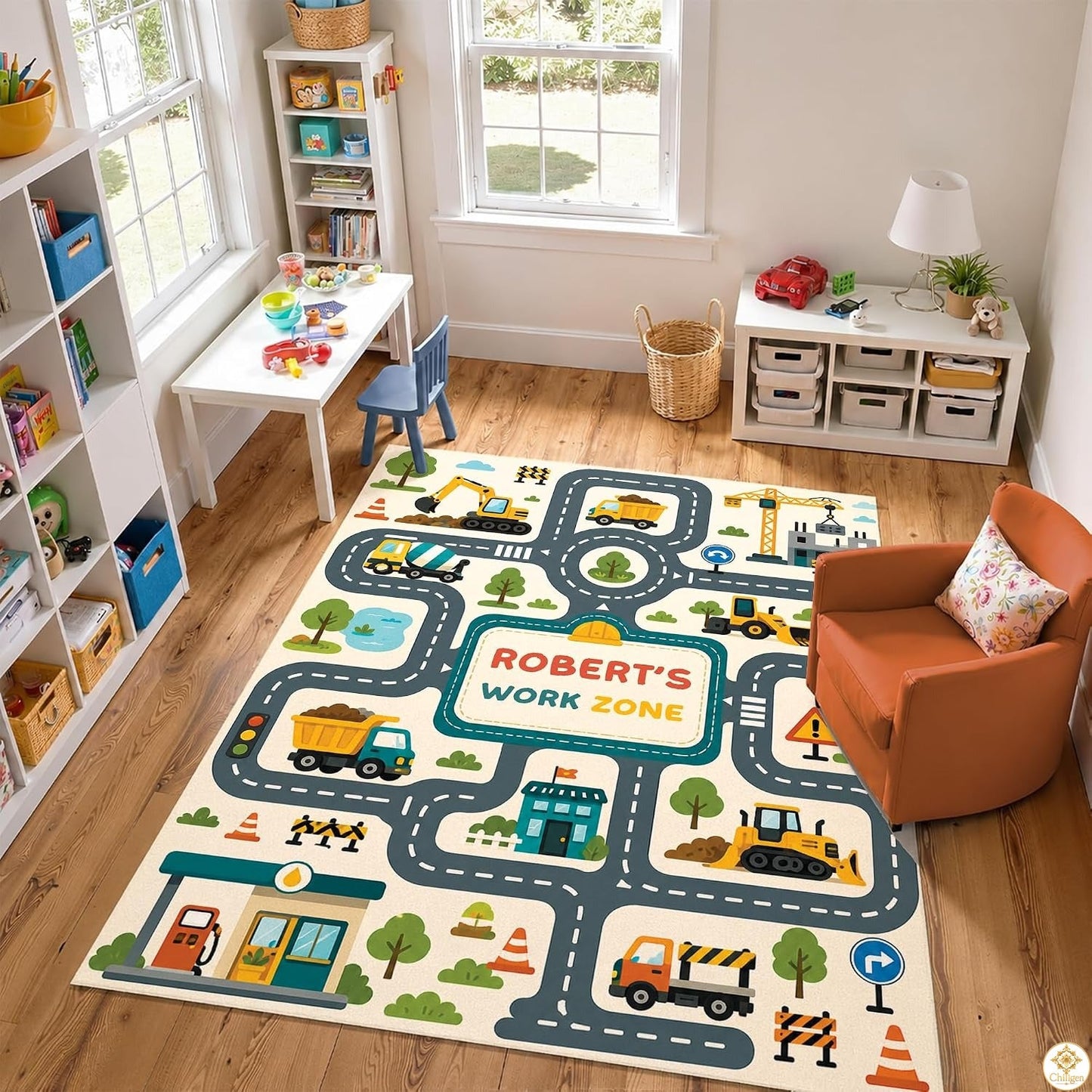 Custom Road Map Area Rug