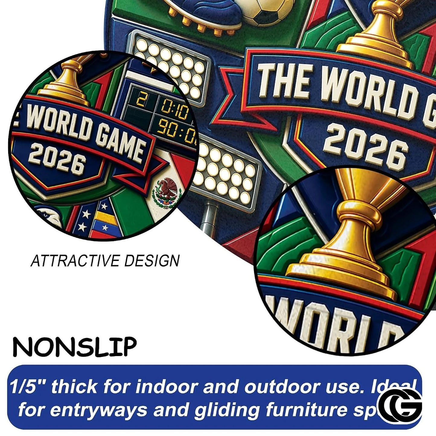 Custom Soccer Championship Welcome Mat for Front Door and Entryway