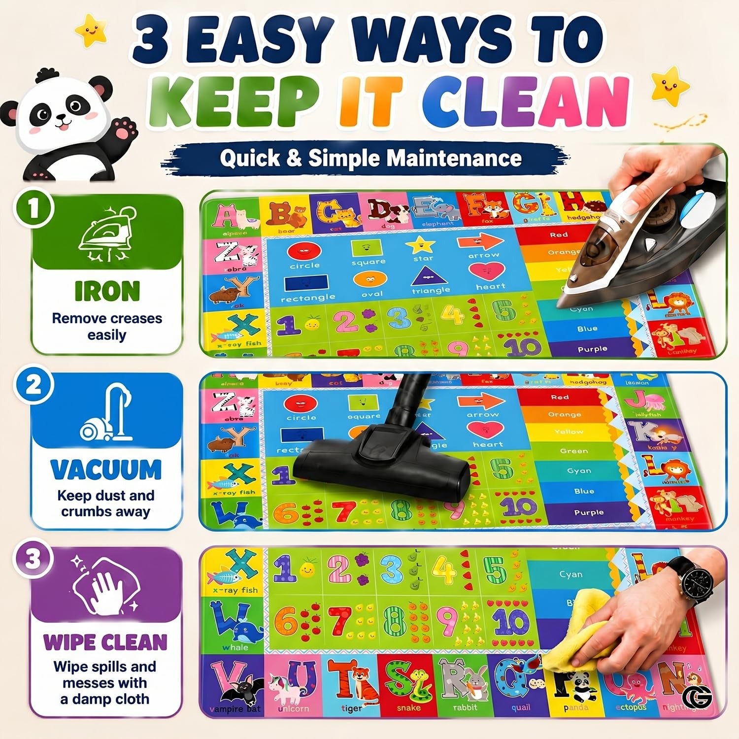 ABC Kids Play Rug with Non Slip Backing and Colorful Pattern - Abc Rug - 3'3" X 4'11" (Rectangular)