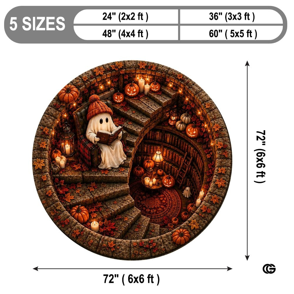 Personalized Halloween 3D Optical Illusion Ghost Round Rug