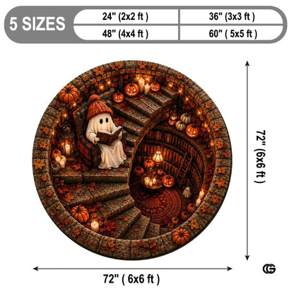 Personalized Halloween 3D Optical Illusion Ghost Round Rug