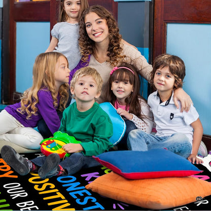 Non-slip grip backing texture and resilient construction of educational area rug. - thumbnail image 6 of 7