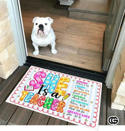 Personalized Welcome Doormat with Teacher Name and Notebook Pattern