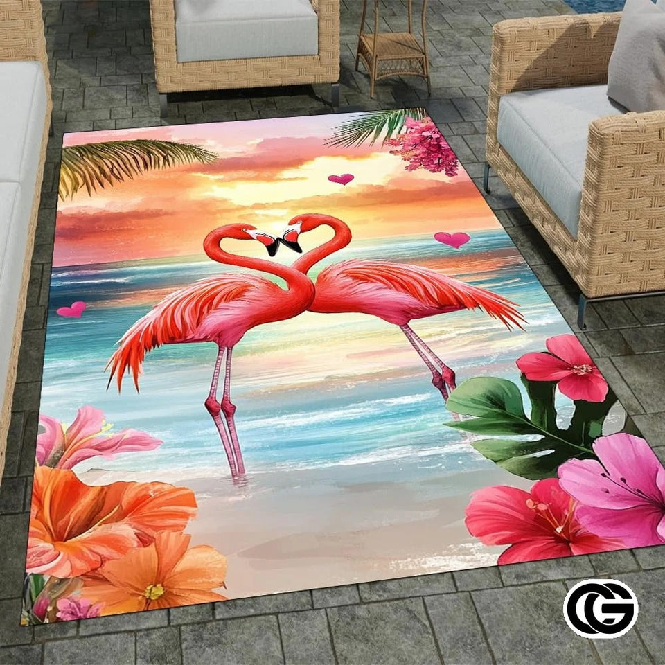 Custom Flamingo Welcome Mat for Front Door and Entryway
