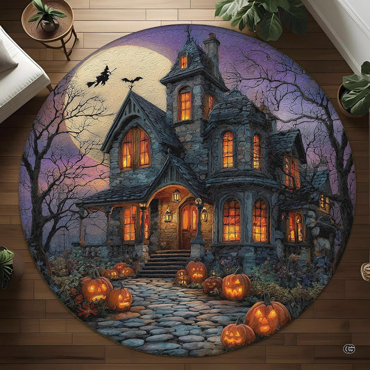 Custom Halloween 3D Optical Illusion Round Rug Skeleton Horror Area Rug (1, #16)