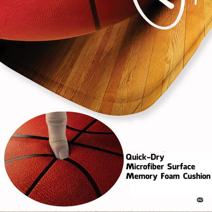 Anti-slip dot backing and clean hemmed edge stitching on basketball court rug - thumbnail image 4 of 7