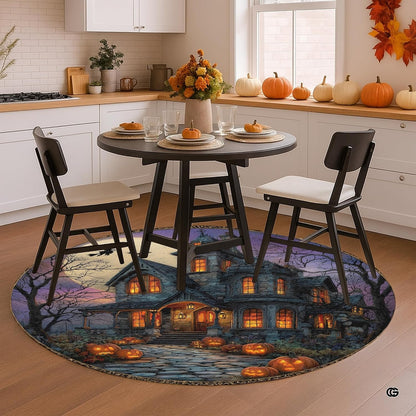 Custom Halloween 3D Optical Illusion Round Rug Skeleton Horror Area Rug (1, #16)
