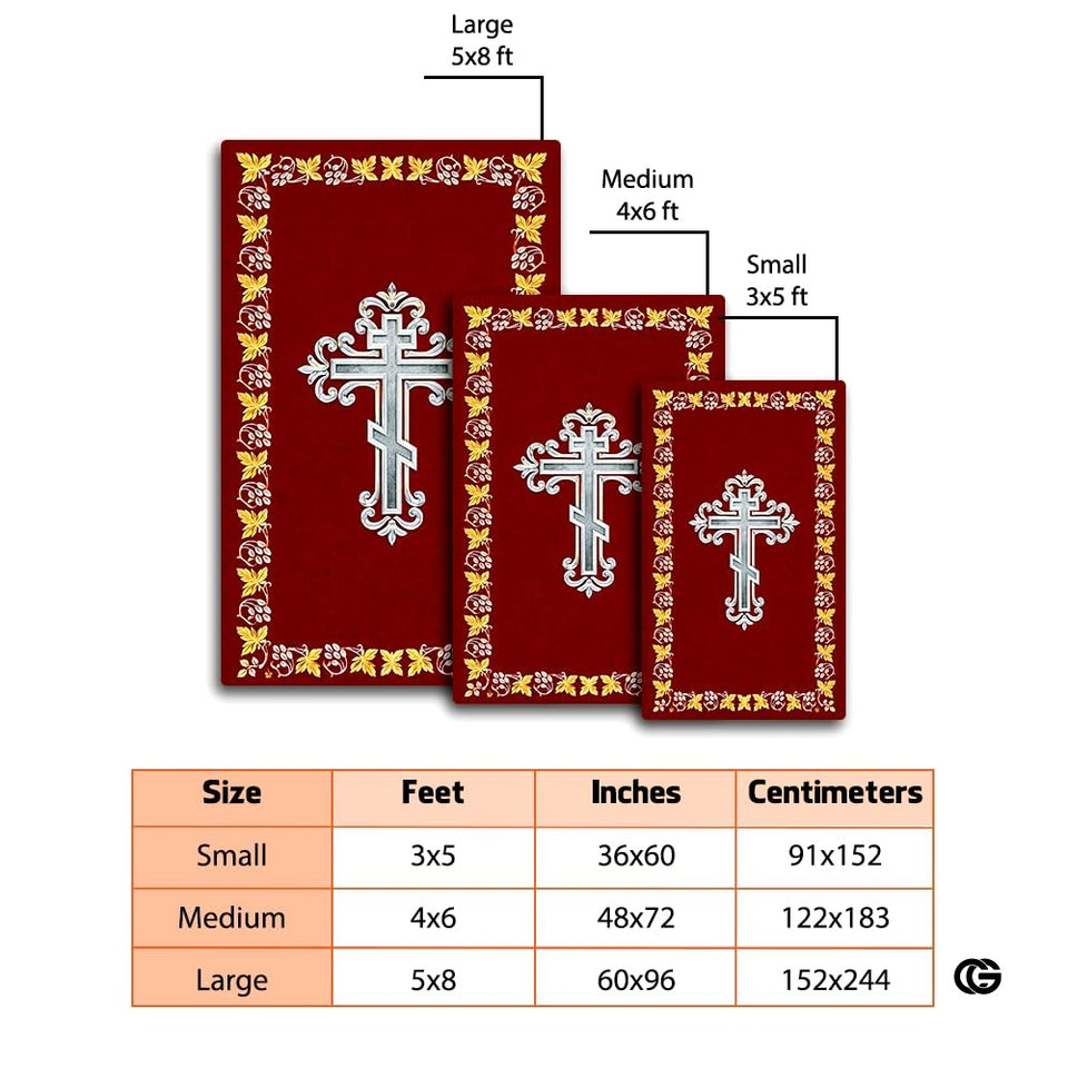 Personalized Orthodox Christian Area Rug, Custom Eastern Orthodox Russian Greek Byzantine Non-Slip Rug for Women Men, IC XC Nika Cross Mat for Living Room, Bedroom, Church Decor (D8)