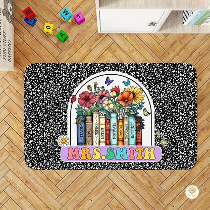 Custom Composition Notebook Rug with Floral Detail - Composition / 2' x 3' (Rectangular)