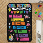 Custom Welcome Mat with Notebook Design and Teacher Name