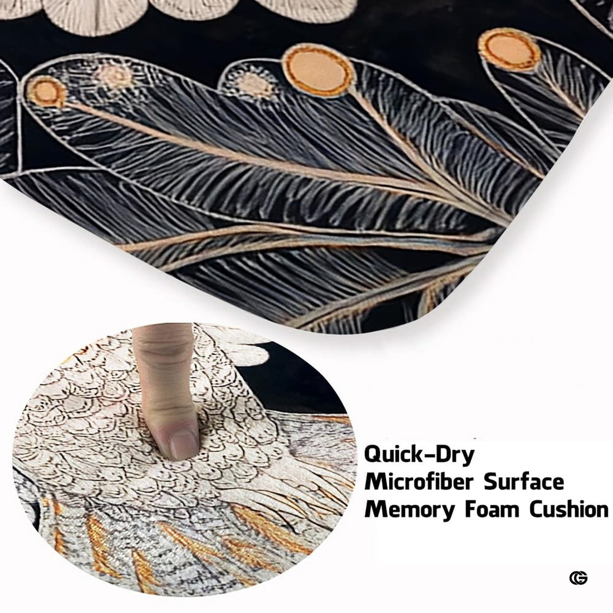 Barn owl rug displayed in a dining area accentuating midnight blue and decorative accent amber room decor tones.