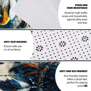 Anti-slip dot backing and hemmed edge stitching on eagle feathers rug - thumbnail image 4 of 7