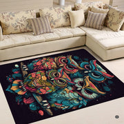 Dimensions and sizing options chart for vibrant boho multicolor owls living room area rug - thumbnail image 2 of 8