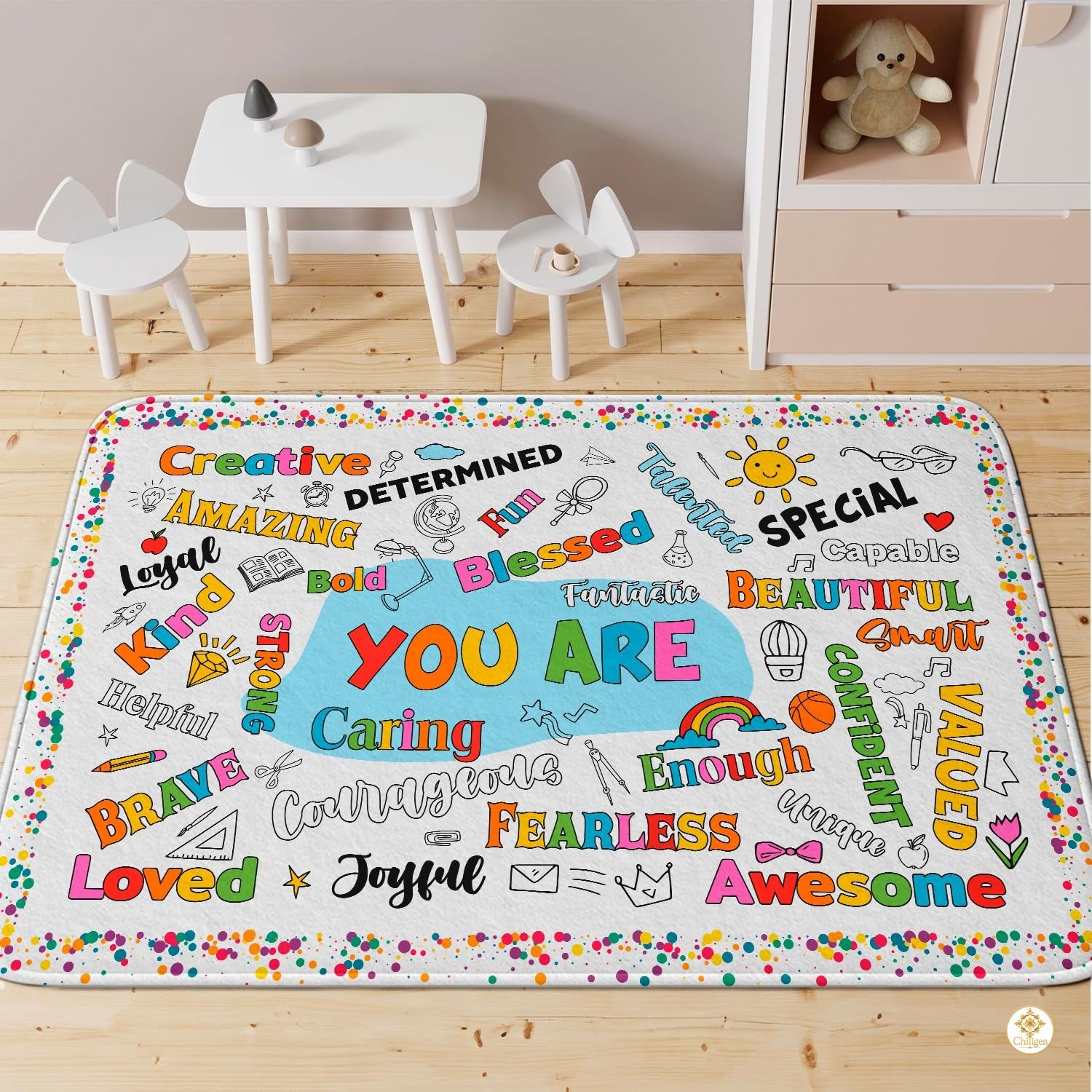 Custom Family Name Welcome Doormat for Front Door and Entryway - Positive Affirmations