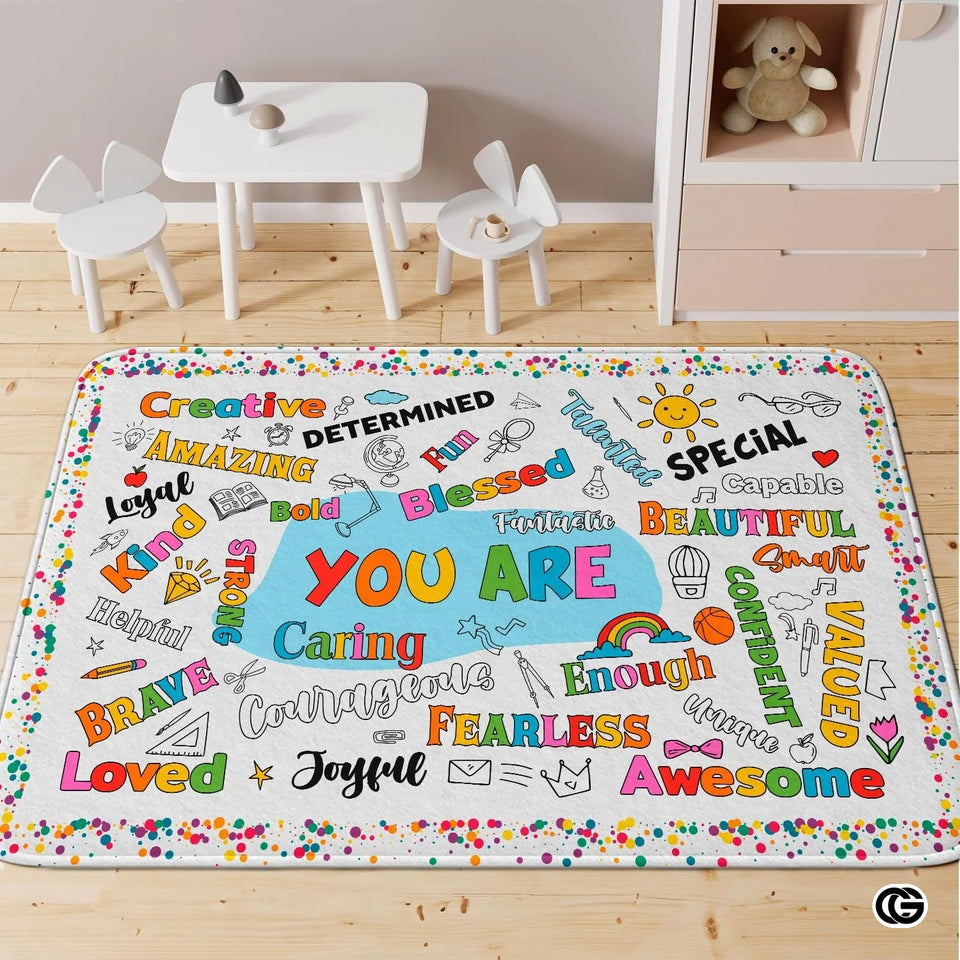 Custom Family Name Welcome Doormat for Front Door and Entryway - Positive Affirmations