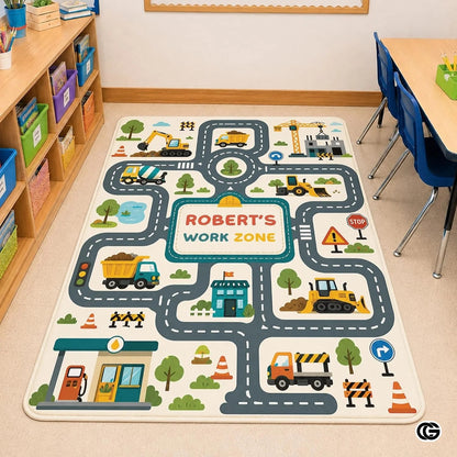 Custom Road Map Doormat with City Street and Car Play Design - Map 2