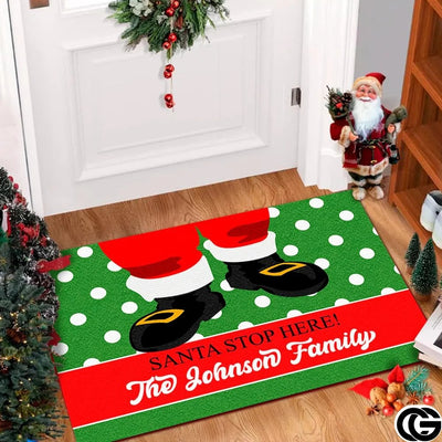 Personalized Christmas Doormat with Family Name and Custom Text