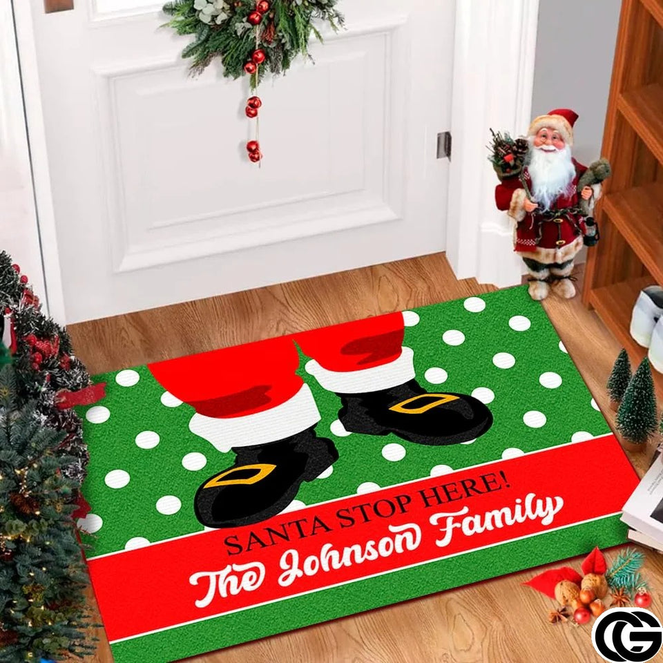 Personalized Christmas Doormat with Family Name and Custom Text