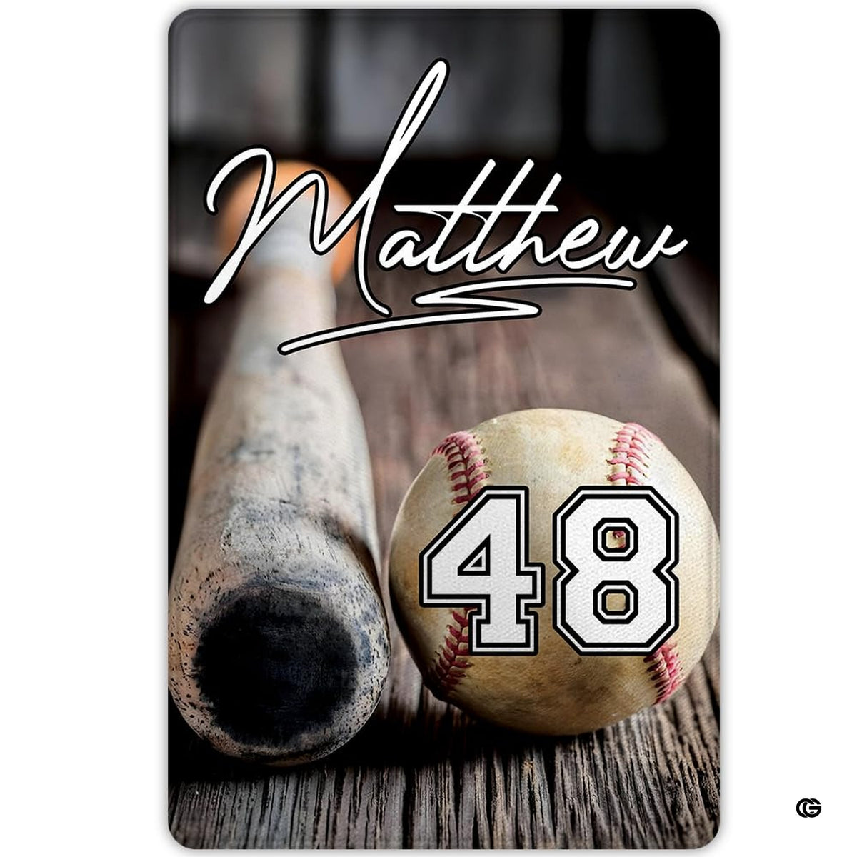 Room scene featuring vintage baseball sports area rug paired with dark leather seating and athletic fan wall decor.