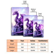 Overhead perspective of shining area rug with glowing fantasy dragon graphics. - thumbnail image 2 of 7