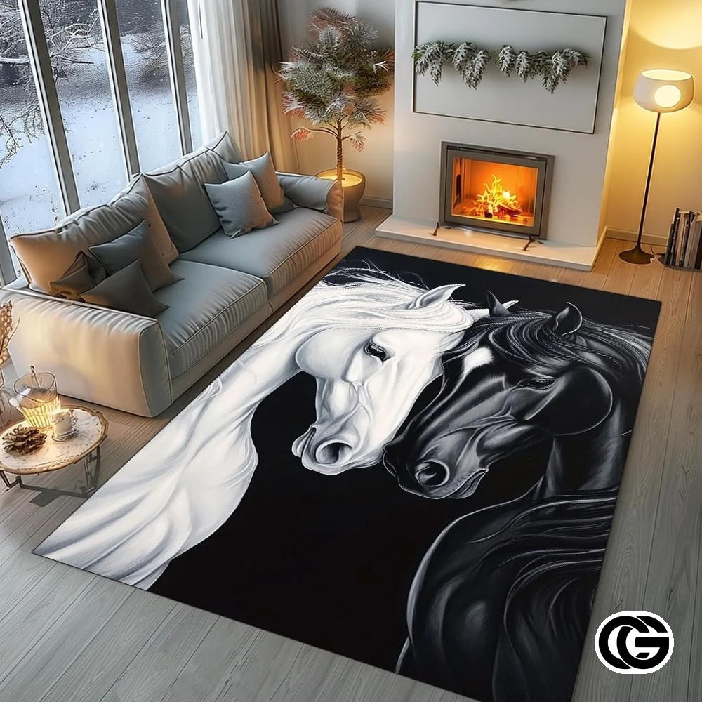 Custom Running Horse Area Rug with Non-Slip Backing - Horse-ds19