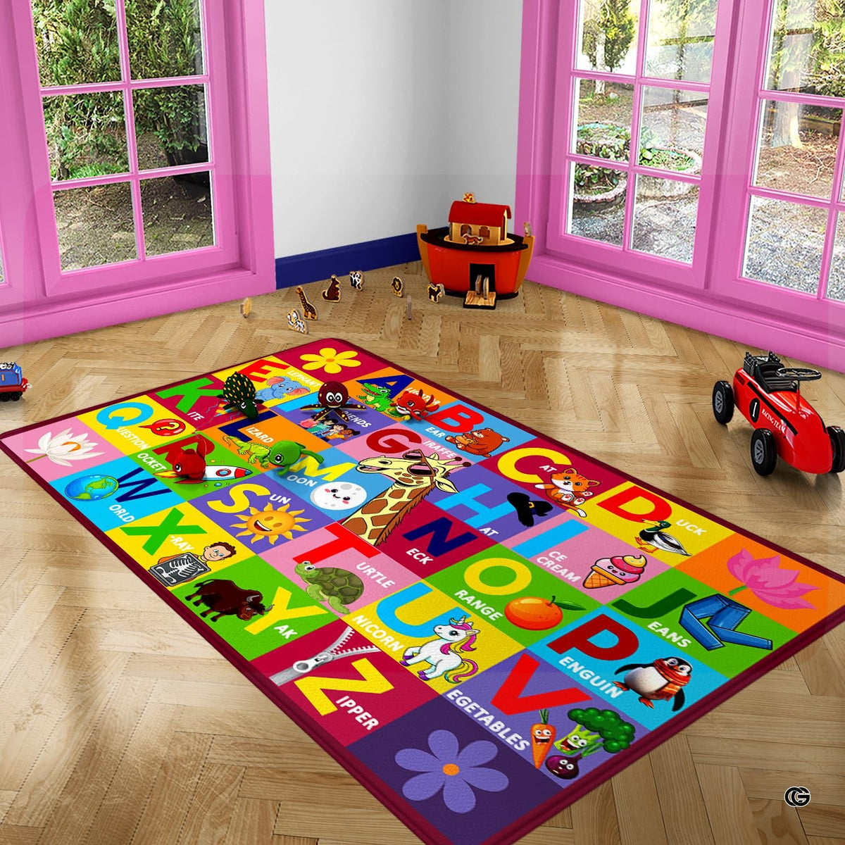 ABC educational rug placed as a bright central decorative accent in a child reading corner. - image 7 of 9