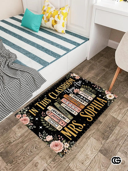Personalized Welcome Doormat with Teacher Name and Notebook Art - Class-18