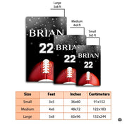 Sports club flooring centerpiece with gridiron graphics and athletic jersey numbers centered in an entertainment lounge. - thumbnail image 2 of 7