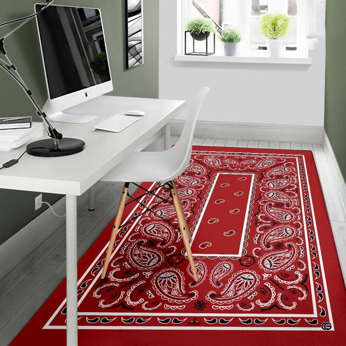 Traditional area rugs 5x8ft visual motif styled under living room wooden furnishings. - image 5 of 9