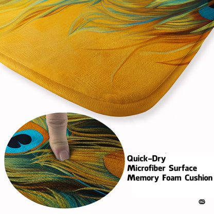 Closeup view of the soft microfiber surface and detailed golden peacock artwork - thumbnail image 3 of 7