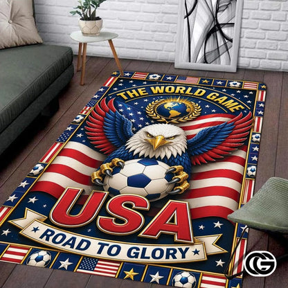 Personalized Soccer Doormat with Trophy and Flags - D7