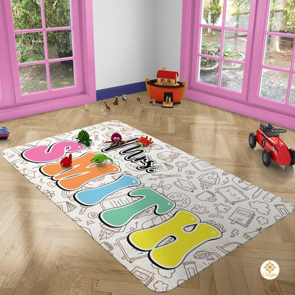 Custom Composition Notebook Rug for Classroom and Bedroom - Classroom Vintage Style / 2' x 3' (Rectangular)