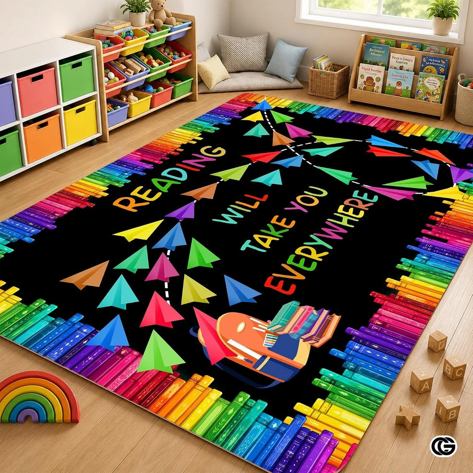 Custom Reading Corner Welcome Mat for Classroom and Library - Style 9