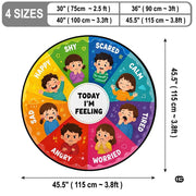 Wheel of Feelings and Emotions Round Rug, Educational Mental Health Rug for Classroom, Educational Animal Shape School Mat, Back to School Gift (Feeling 1)