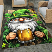Home lounge setup displaying the festive leprechaun beer clover floor carpet - thumbnail image 7 of 8