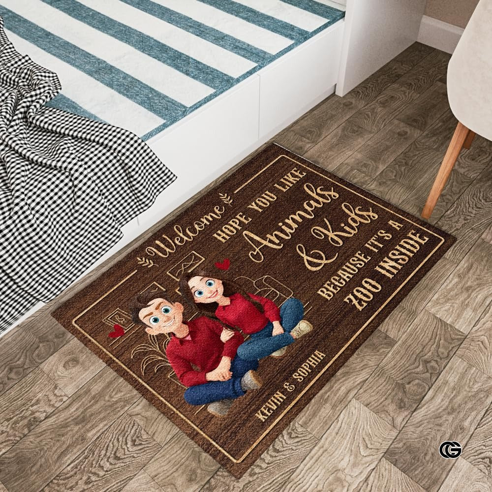 Personalized Family Couple Doormat, Custom Couple Husband Wife Doormat Gift, Outdoor Front Door Rug on Birthday, Christmas, Anniversaries, Valentine's Day for Him Her Woman (S2)