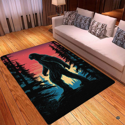 Woodland animal rug for nursery room decor styled beneath wooden furnishings and ambient indoor lighting. - thumbnail image 3 of 5