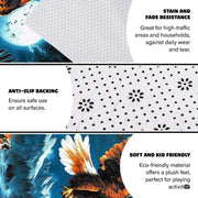 Anti-slip dot backing and hemmed edge stitching on wilderness eagle rug - thumbnail image 4 of 7