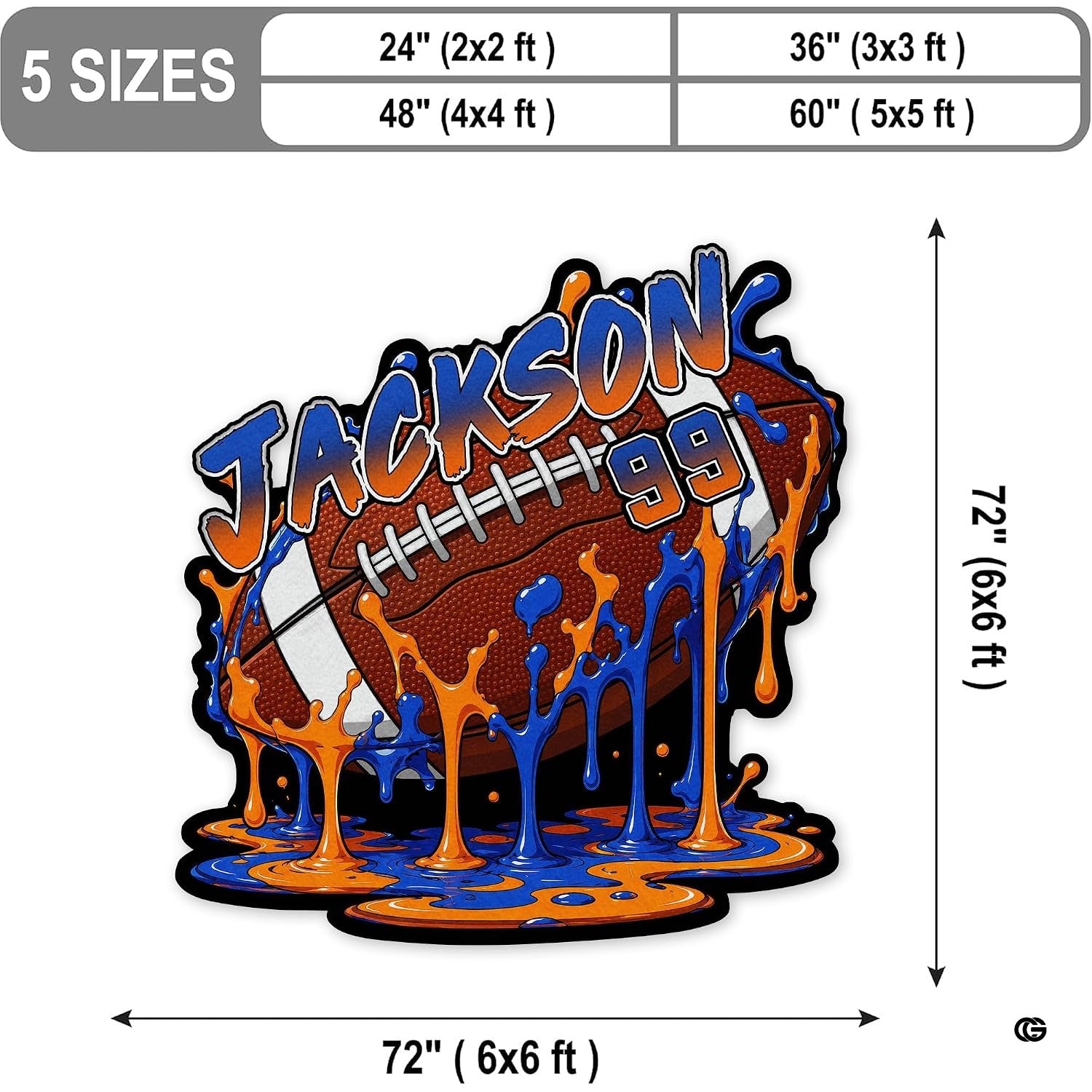 Personalized Football Shaped Rug, Non-Slip Washable Sport Carpet (A02)