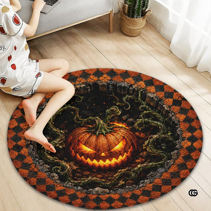Personalized Halloween 3D Optical Illusion Ghost Round Rug (A02)