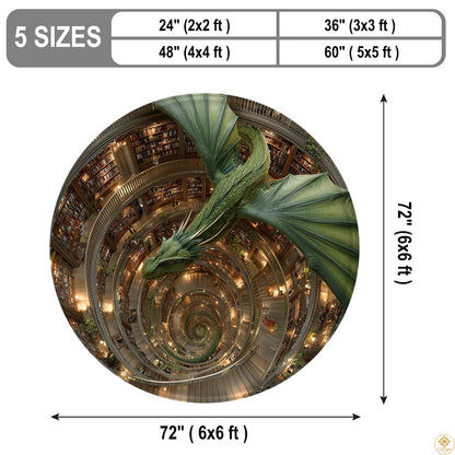 Personalized Dragon Round Rug with 3D Illusion and Low Pile