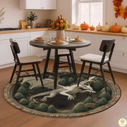 Personalized Dragon Round Rug with 3D Effect and Non-Slip Back